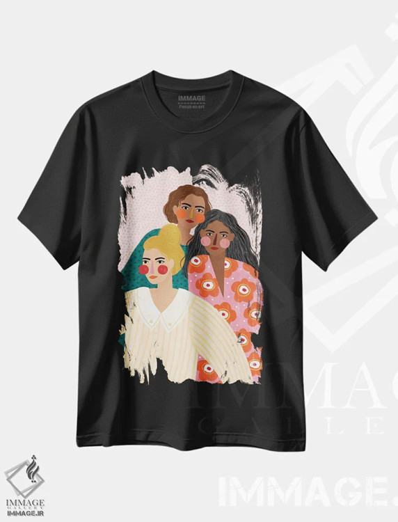 تیشرت مشکی طرح دار دوستان دختر، تزئینی اثر بیا مولر | فروشگاه ایماژ