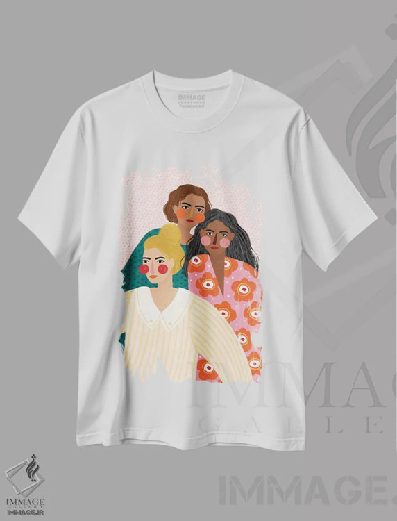 تیشرت سفید طرح دار دوستان دختر، تزئینی اثر بیا مولر | immage.ir