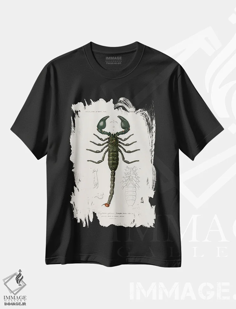 تیشرت مشکی طرح دار عنکبوت امپراتور، دکوراسیون جایگزین اثر شارل دسالین د... | فروشگاه ایماژ
