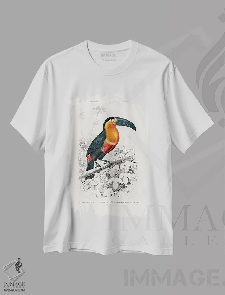 تیشرت سفید طرح دار توکان، تزئینی اثر شارل دسالین د... | فروشگاه ایماژ