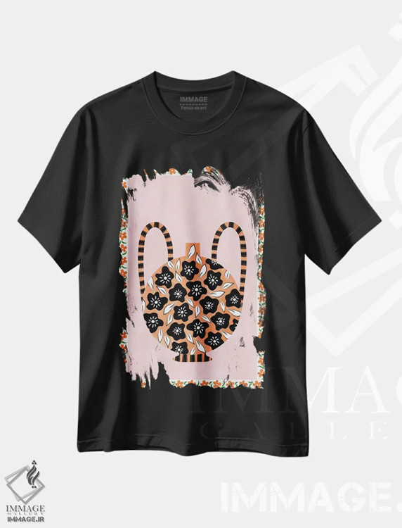 تیشرت مشکی طرح دار ترکیبی ۵۶، دکور بوهمی اثر النا ریستوا | فروشگاه ایماژ