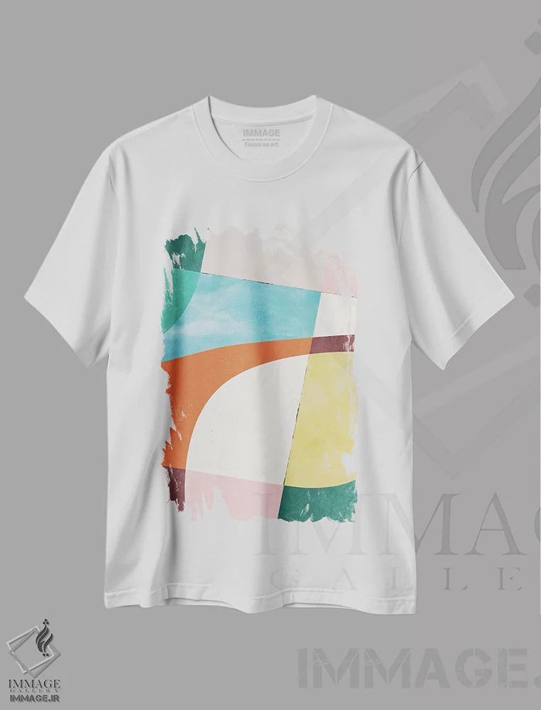 تیشرت سفید طرح دار اوایل بهار، آبستره اثر الن گروپ | فروشگاه ایماژ