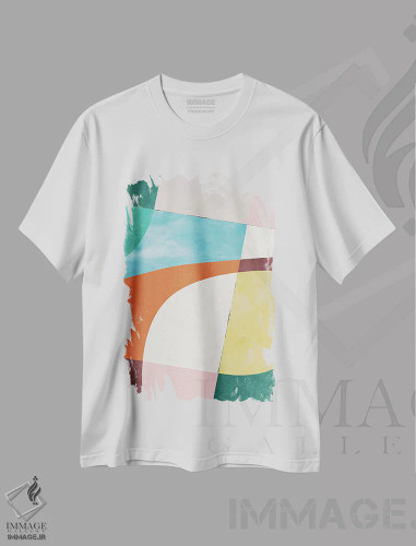 تیشرت سفید طرح دار اوایل بهار، آبستره اثر الن گروپ | فروشگاه ایماژ