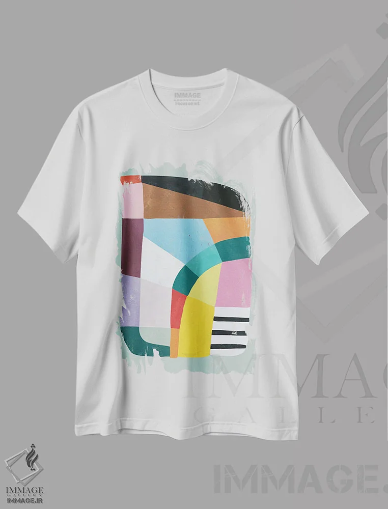 تیشرت سفید طرح دار خوشبختی ۴، آبستره اثر الن گروپ | immage.ir