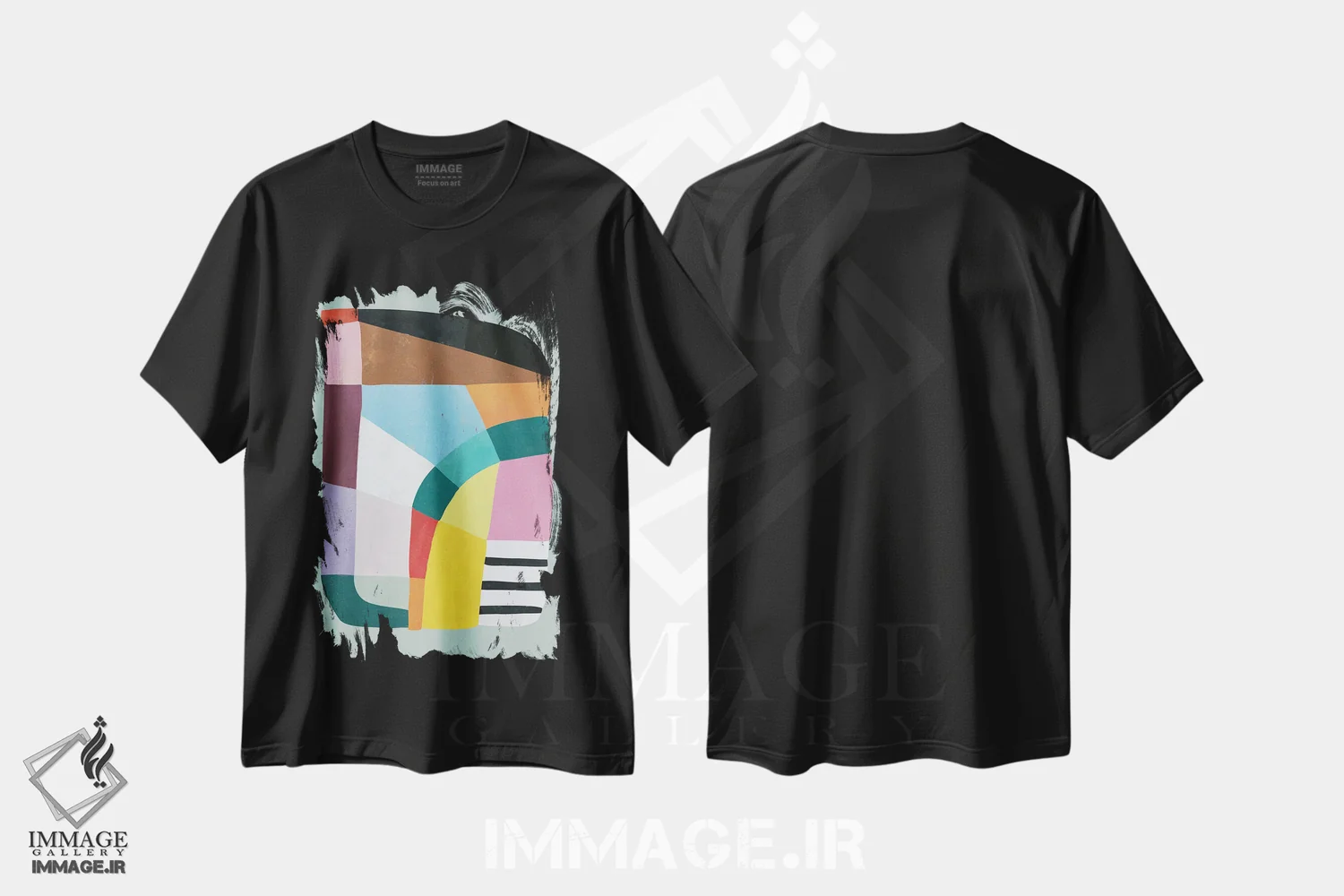 تیشرت مشکی طرح دار خوشبختی ۴، آبستره اثر الن گروپ | فروشگاه ایماژ