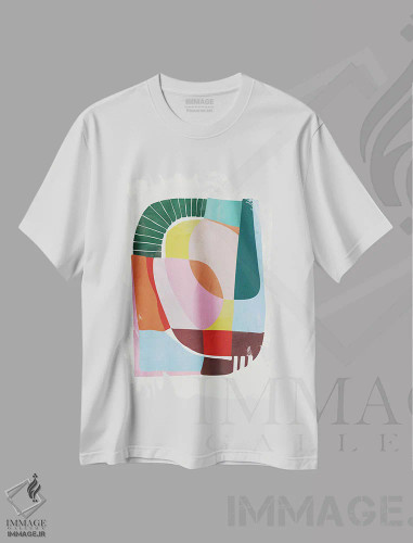 تیشرت سفید طرح دار خوشبختی ۱، آبستره اثر الن گروپ | فروشگاه ایماژ