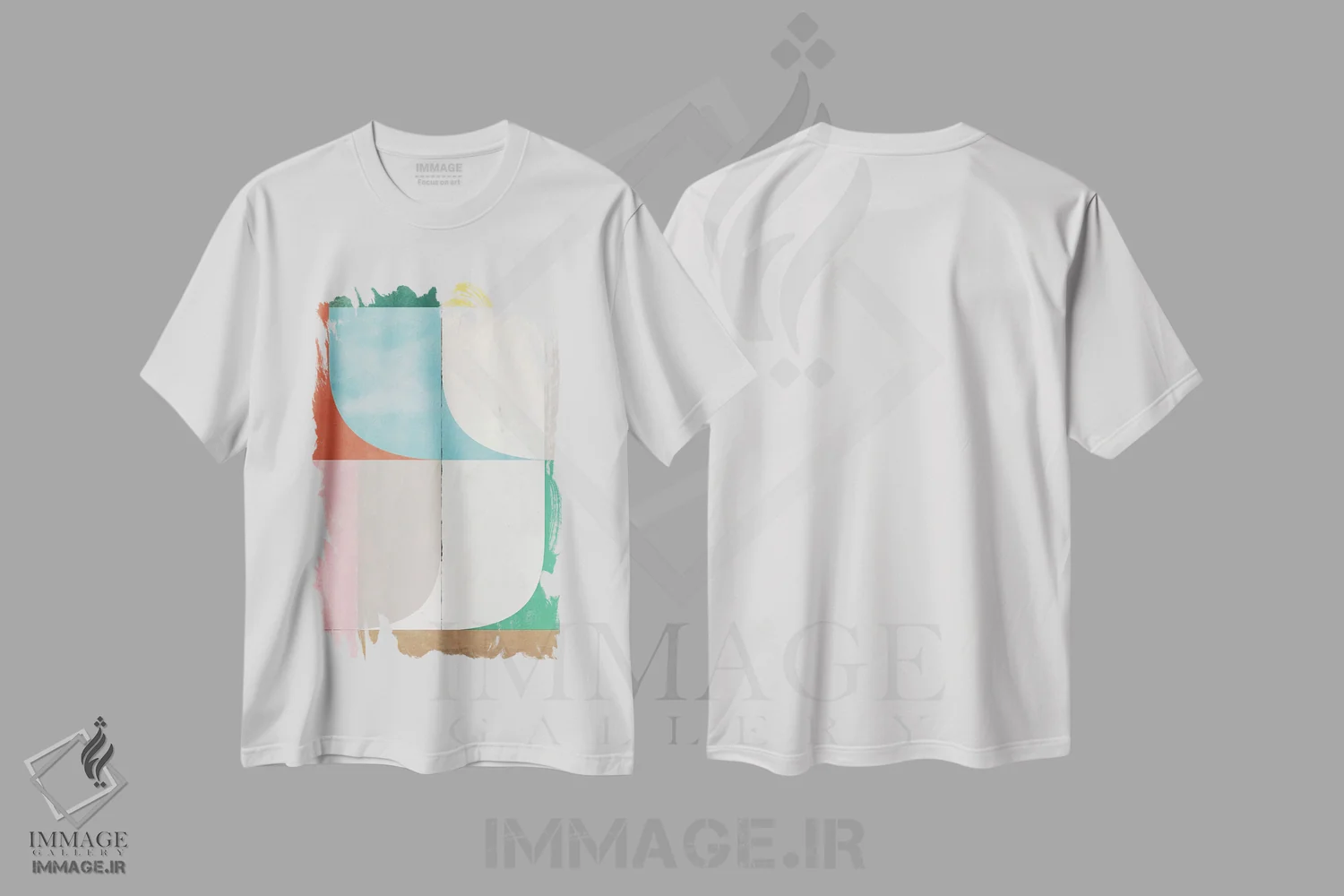 تیشرت سفید طرح دار در تعادل، آبستره اثر الن گروپ | immage.ir