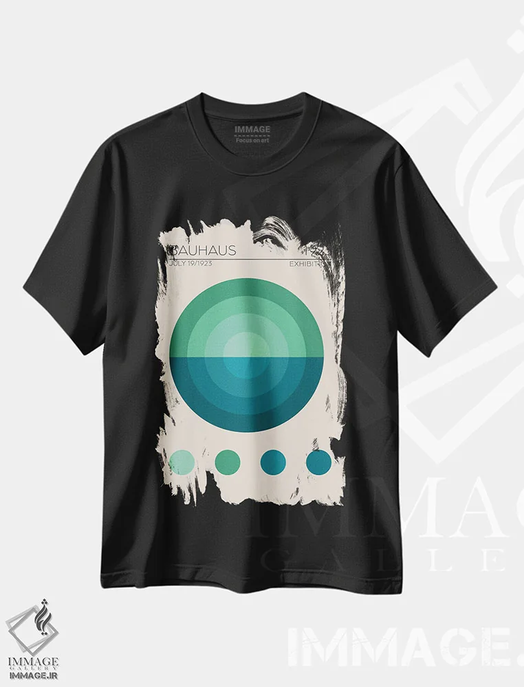 تیشرت مشکی طرح دار دایره آبی باوهاوس، باوهاوس اثر امـل تونابویلو | immage.ir