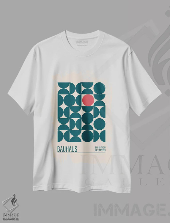 تیشرت سفید طرح دار کره های آبی باوهاوس، باوهاوس اثر امـل تونابویلو | immage.ir