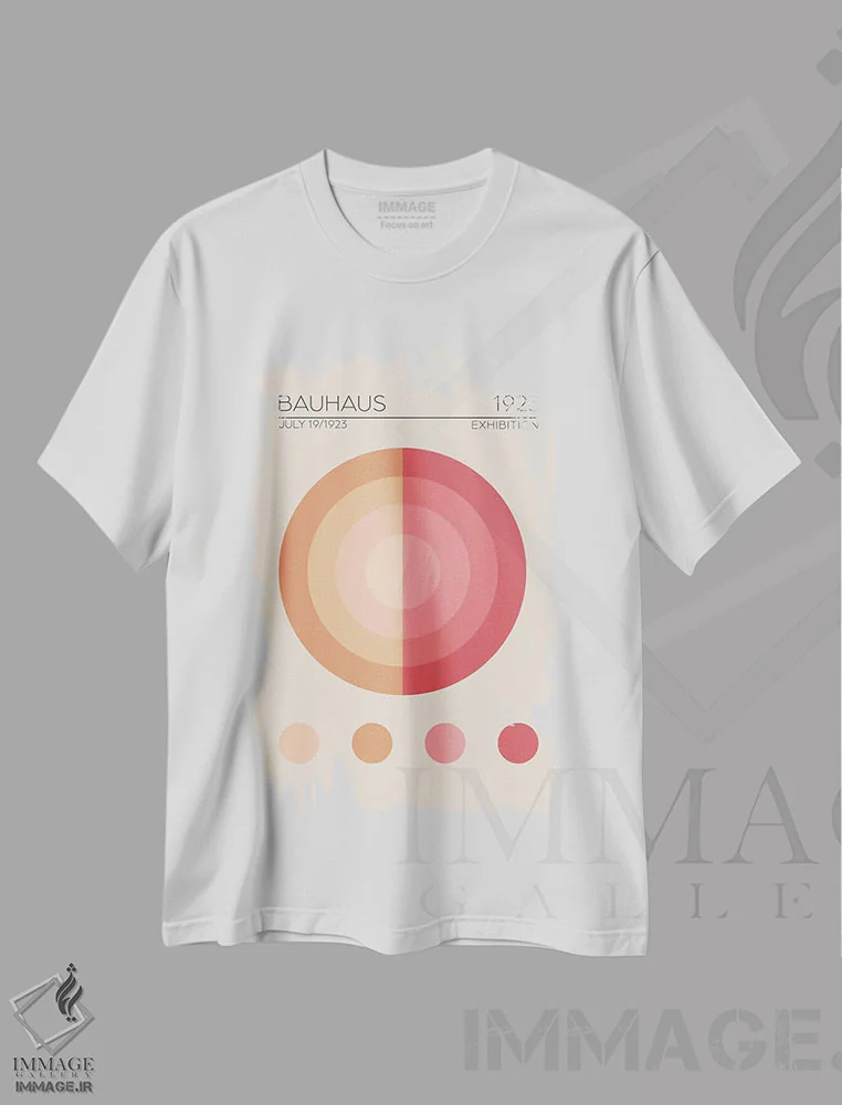 تیشرت سفید طرح دار دایره صورتی باوهاوس، باوهاوس اثر امـل تونابویلو | فروشگاه ایماژ