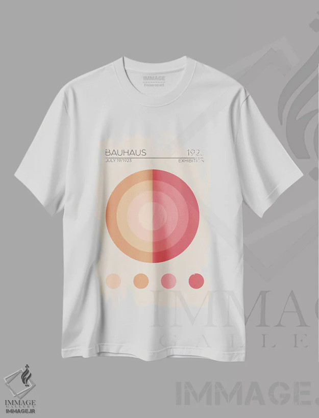 تیشرت سفید طرح دار دایره صورتی باوهاوس، باوهاوس اثر امـل تونابویلو | فروشگاه ایماژ