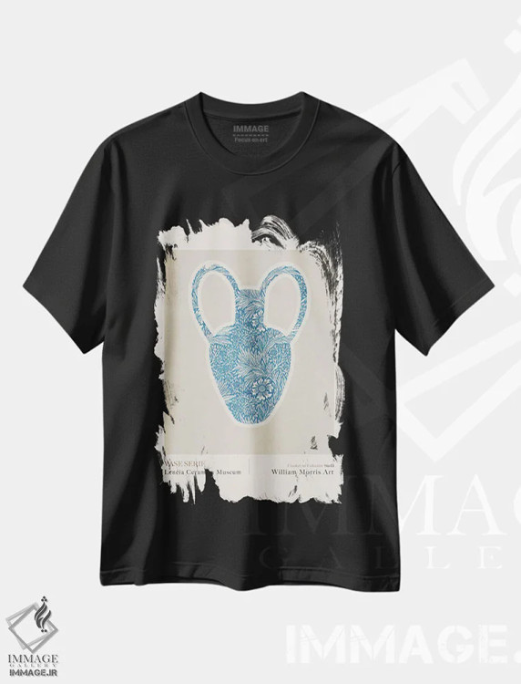 تیشرت مشکی طرح دار ویلیام موریس یونانی ۳، تزئینی اثر امـل تونابویلو | فروشگاه ایماژ
