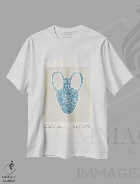 تیشرت سفید طرح دار ویلیام موریس یونانی ۳، تزئینی اثر امـل تونابویلو | immage.ir