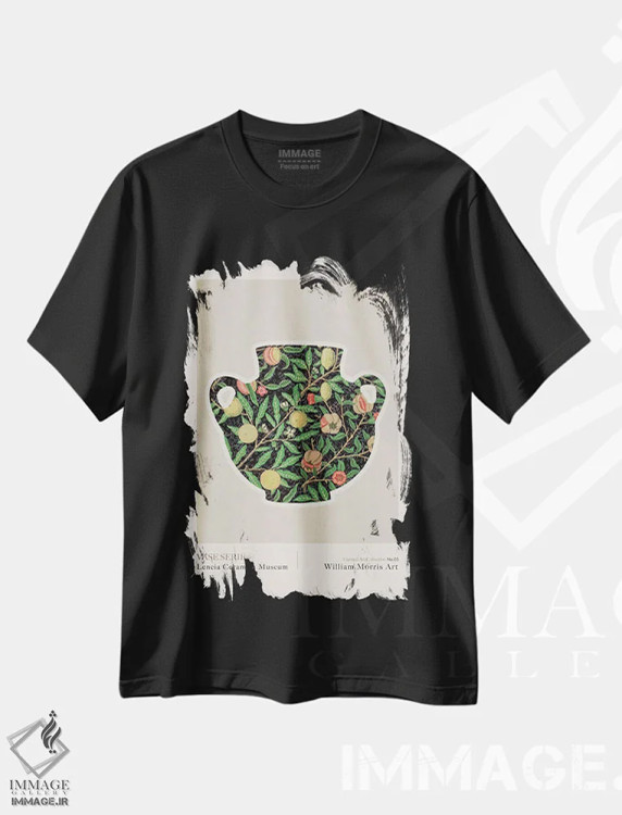 تیشرت مشکی طرح دار ویلیام موریس یونانی ۵، تزئینی اثر امـل تونابویلو | فروشگاه ایماژ