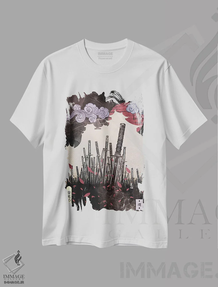 تیشرت سفید طرح دار تیغه های افتخار، دکوراسیون جایگزین اثر فادیل روزه | immage.ir