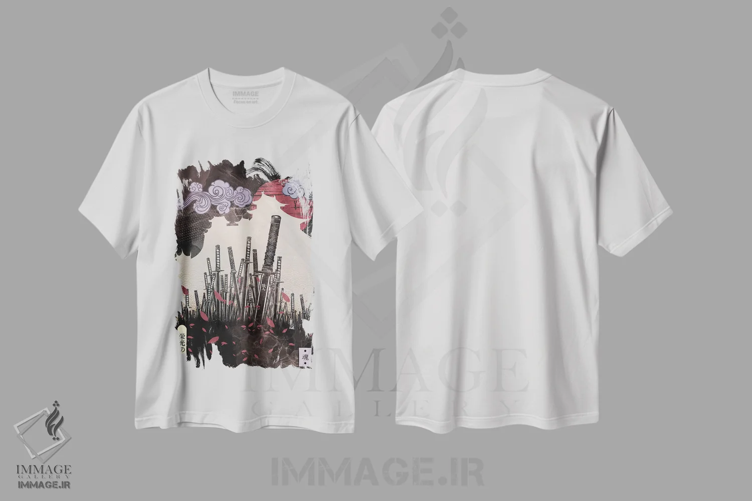 تیشرت سفید طرح دار تیغه های افتخار، دکوراسیون جایگزین اثر فادیل روزه | immage.ir