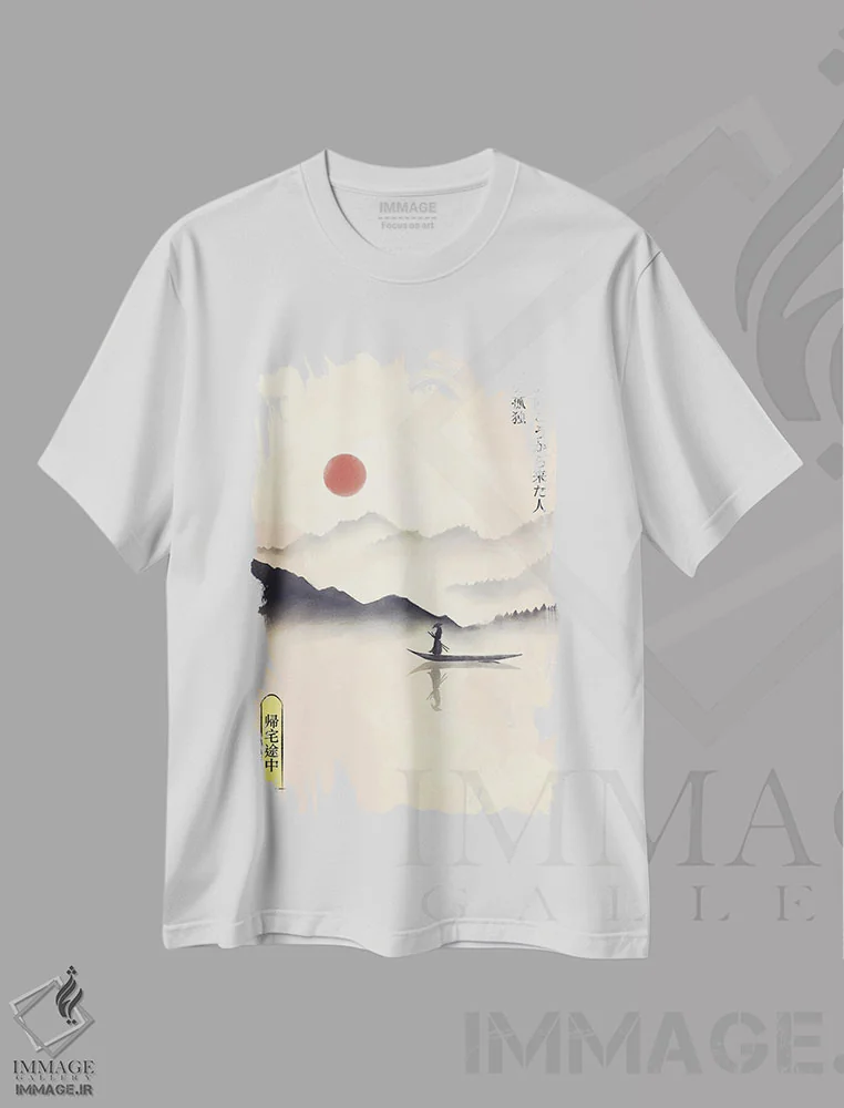 تیشرت سفید طرح دار سفر هیتوری، دکور آسیایی اثر فادیل روزه | immage.ir