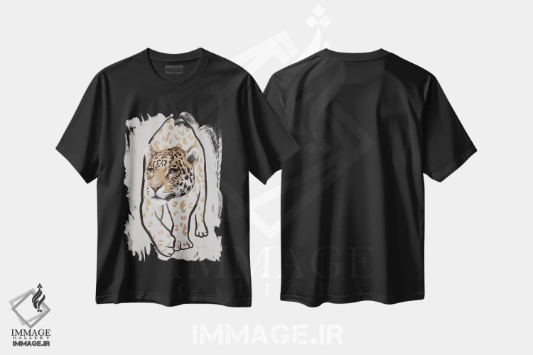 تیشرت مشکی طرح دار لئوپاردو ۲، دکور معاصر اثر گابریلا روبرگ | فروشگاه ایماژ