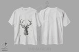 تیشرت سفید طرح دار سر آهو، دکوراسیون جایگزین اثر جکو پوتکر | فروشگاه ایماژ