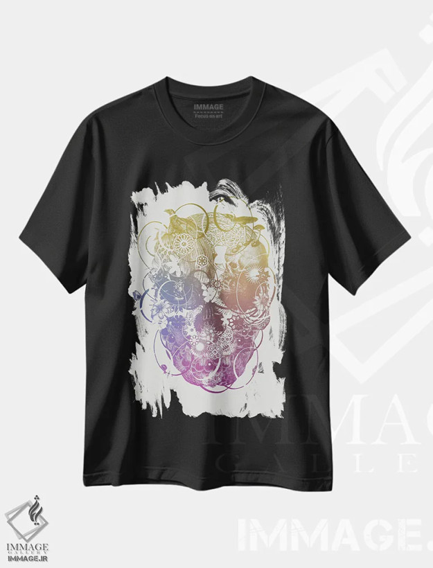 تیشرت مشکی طرح دار جمجمه ۱، دکوراسیون جایگزین اثر جکو پوتکر | فروشگاه ایماژ