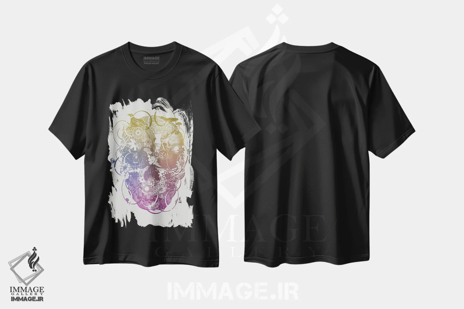 تیشرت مشکی طرح دار جمجمه ۱، دکوراسیون جایگزین اثر جکو پوتکر | فروشگاه ایماژ