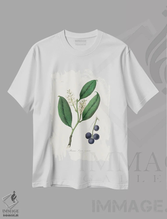 تیشرت سفید طرح دار مرمکی گیلاسطب گیاهی، تزئینی اثر جان استیونسون | فروشگاه ایماژ