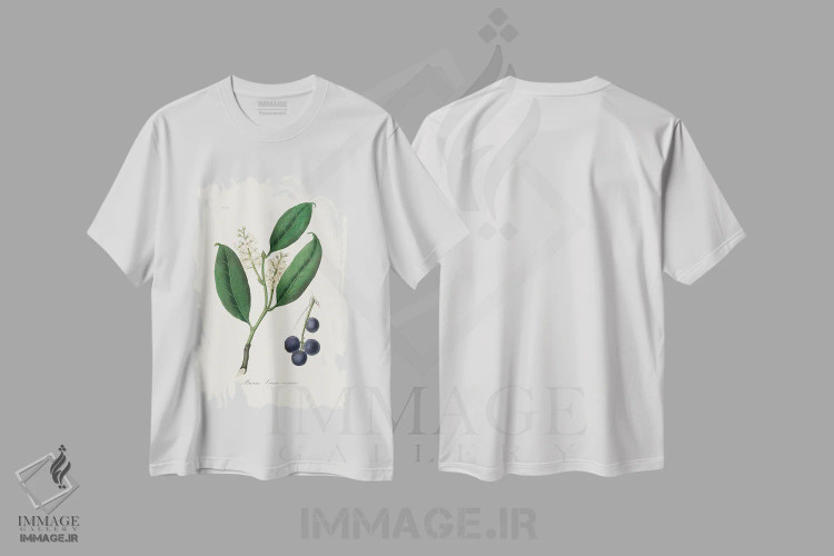 تیشرت سفید طرح دار مرمکی گیلاسطب گیاهی، تزئینی اثر جان استیونسون | فروشگاه ایماژ