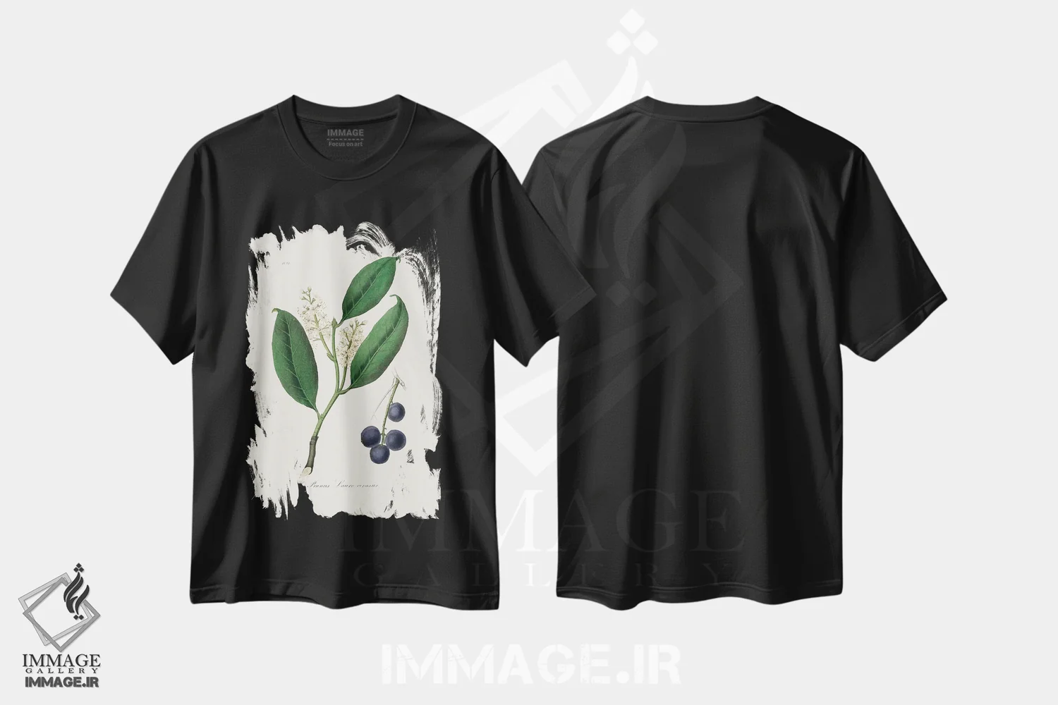 تیشرت مشکی طرح دار مرمکی گیلاسطب گیاهی، تزئینی اثر جان استیونسون | immage.ir