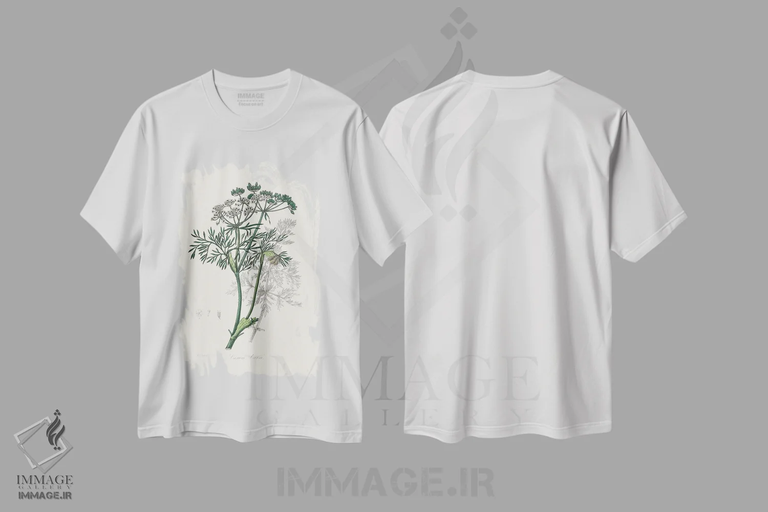 تیشرت سفید طرح دار رازیانه کوهیطب گیاهی، تزئینی اثر جان استیونسون | immage.ir