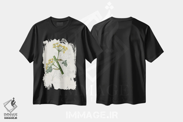 تیشرت مشکی طرح دار فرولا پرسیکا طب گیاهی، تزئینی اثر جان استیونسون | فروشگاه ایماژ