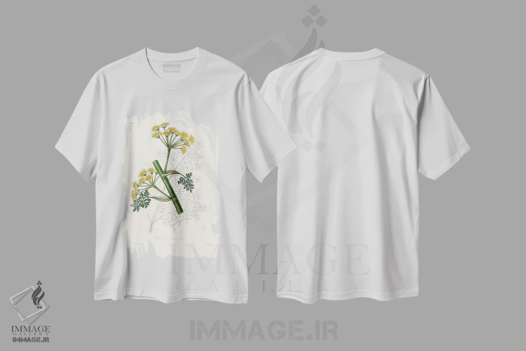 تیشرت سفید طرح دار فرولا پرسیکا طب گیاهی، تزئینی اثر جان استیونسون | immage.ir