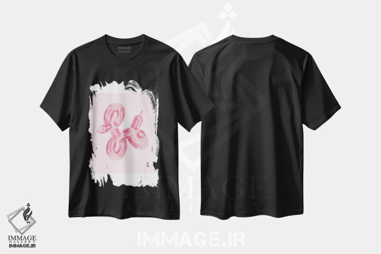 تیشرت مشکی طرح دار سگ بادکنکی، تزئینی اثر جولی و دش | فروشگاه ایماژ