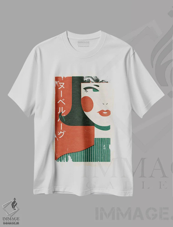 تیشرت سفید طرح دار موج نو ژاپنی، تزئینی اثر جولیا لیستر | immage.ir