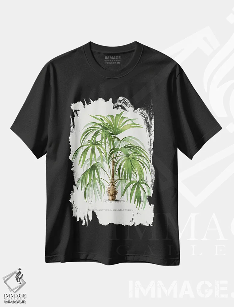 تیشرت مشکی طرح دار XXIV آکانتوریزا آکولاتا، تزئینی اثر له پالمیه ایستوار | فروشگاه ایماژ
