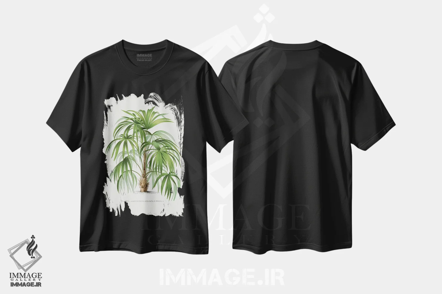 تیشرت مشکی طرح دار XXIV آکانتوریزا آکولاتا، تزئینی اثر له پالمیه ایستوار | فروشگاه ایماژ