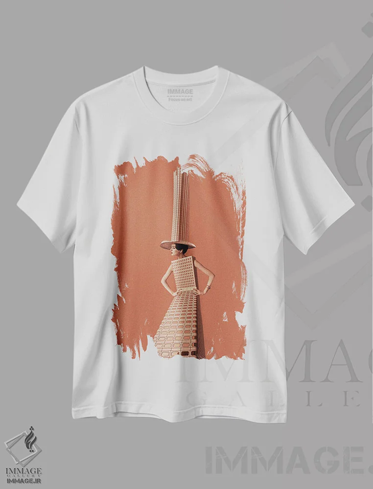تیشرت سفید طرح دار دختر شهری، هنر دیجیتال اثر مارتن لئون | فروشگاه ایماژ