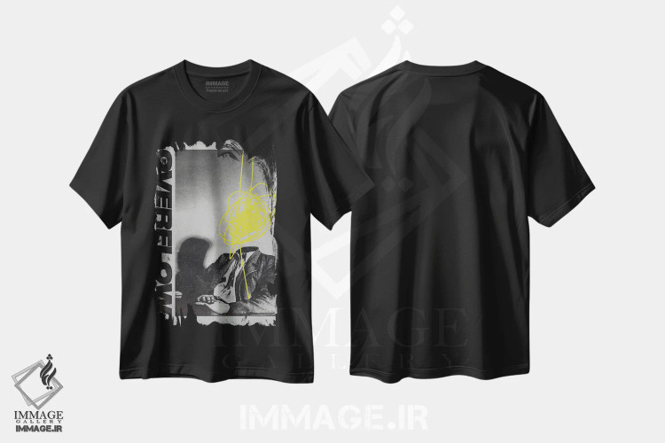 تیشرت مشکی طرح دار سرریز، دکور معاصر اثر ماینهارد تاکسر | فروشگاه ایماژ