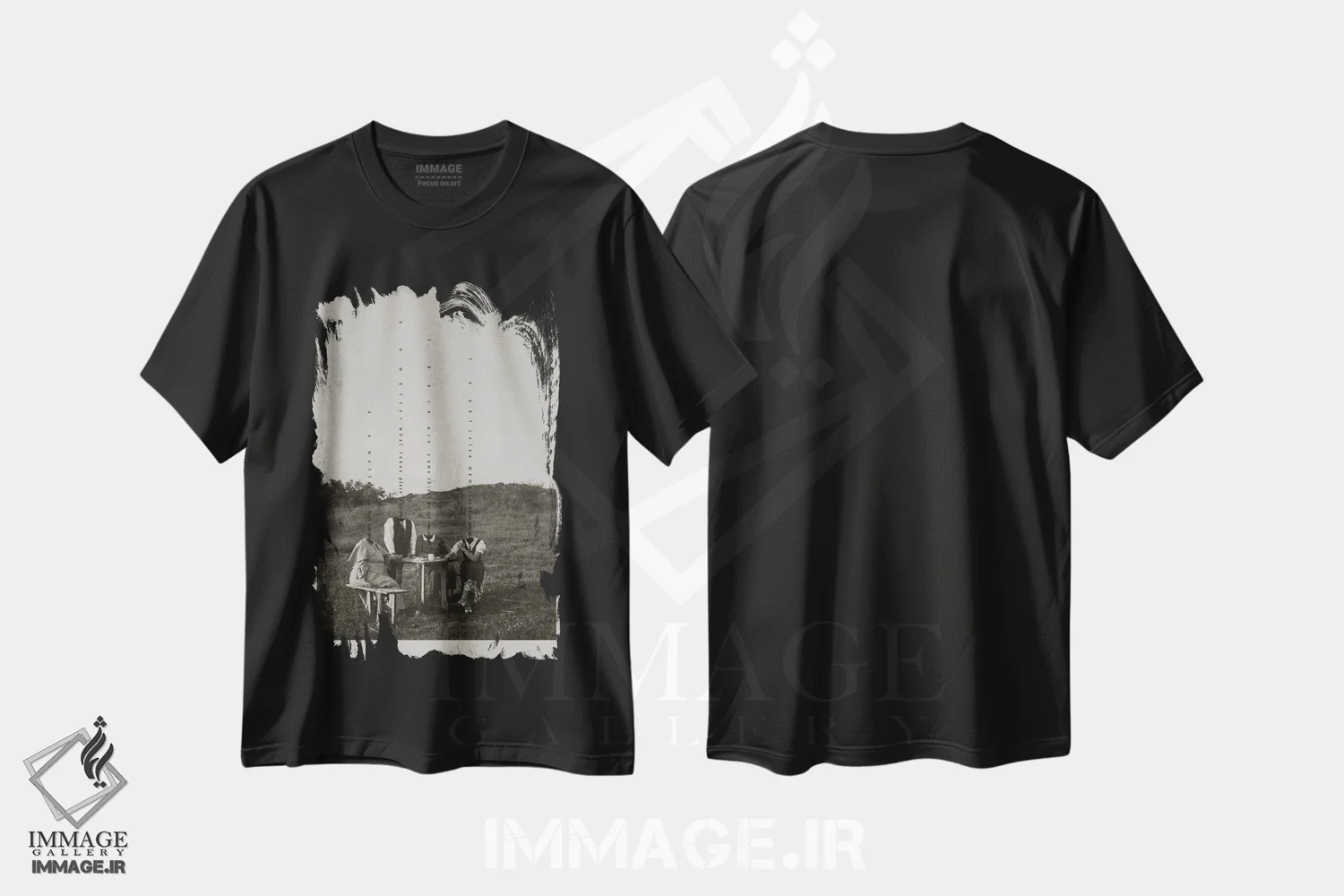 تیشرت مشکی طرح دار فراموشی، هنر تزئینی سیاه و سفید اثر ماینهارد تاکسر | immage.ir