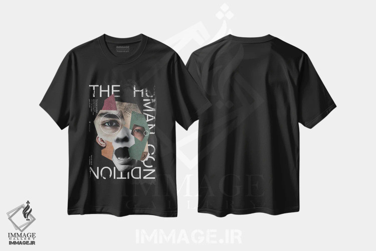 تیشرت مشکی طرح دار شرایط انسانی، دکور معاصر اثر ماینهارد تاکسر | فروشگاه ایماژ