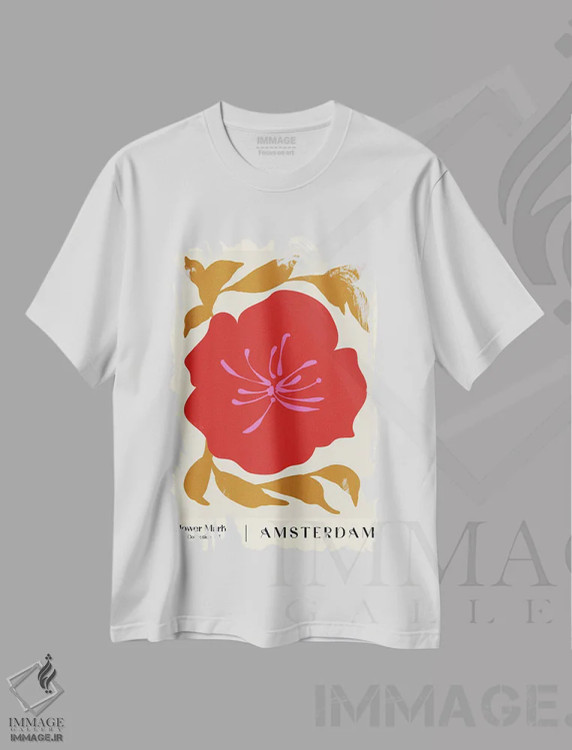 تیشرت سفید طرح دار بازار گل. آمستردام، دکور بوهمی اثر ان کِی تی ان | immage.ir