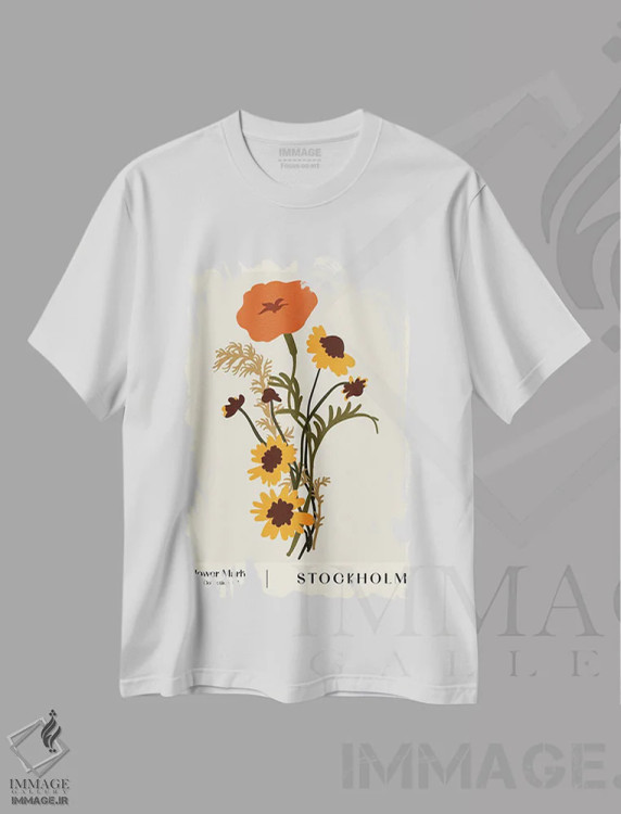 تیشرت سفید طرح دار بازار گل. استکهلم، دکور بوهمی اثر ان کِی تی ان | immage.ir