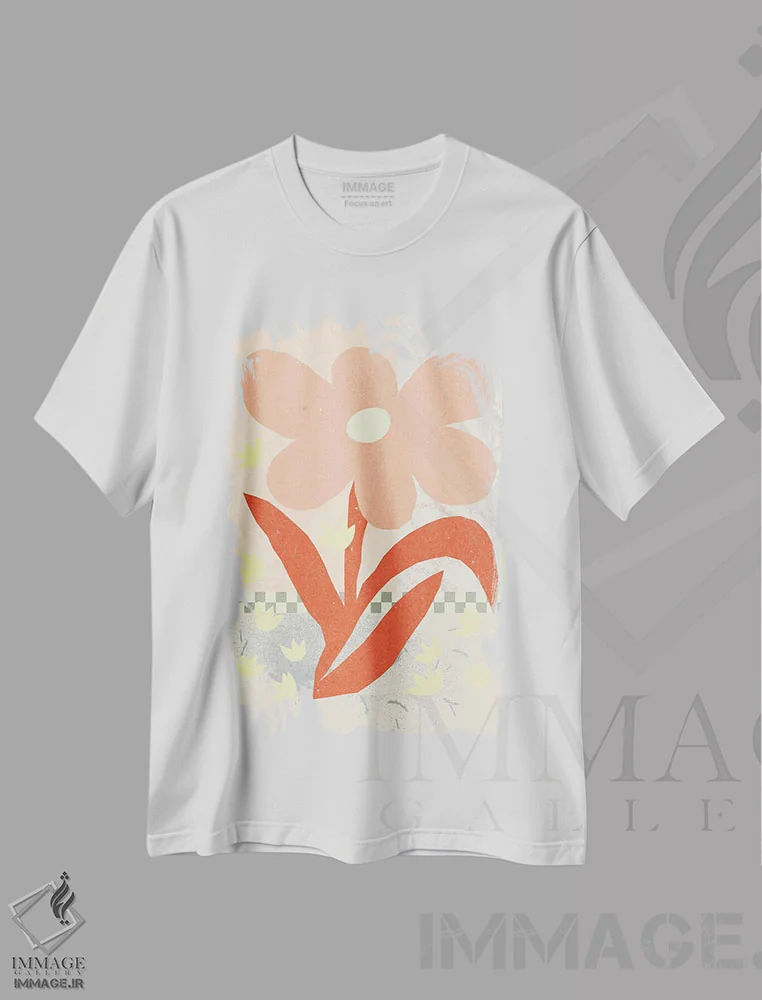 تیشرت سفید طرح دار ترکیب گل ها ۱، دکور بوهمی اثر ان کِی تی ان | immage.ir