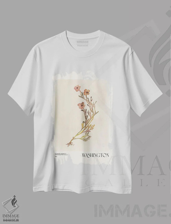 تیشرت سفید طرح دار مجموعه چاپ آبرنگ. بازار گل، دکور بوهمی اثر ان کِی تی ان | immage.ir