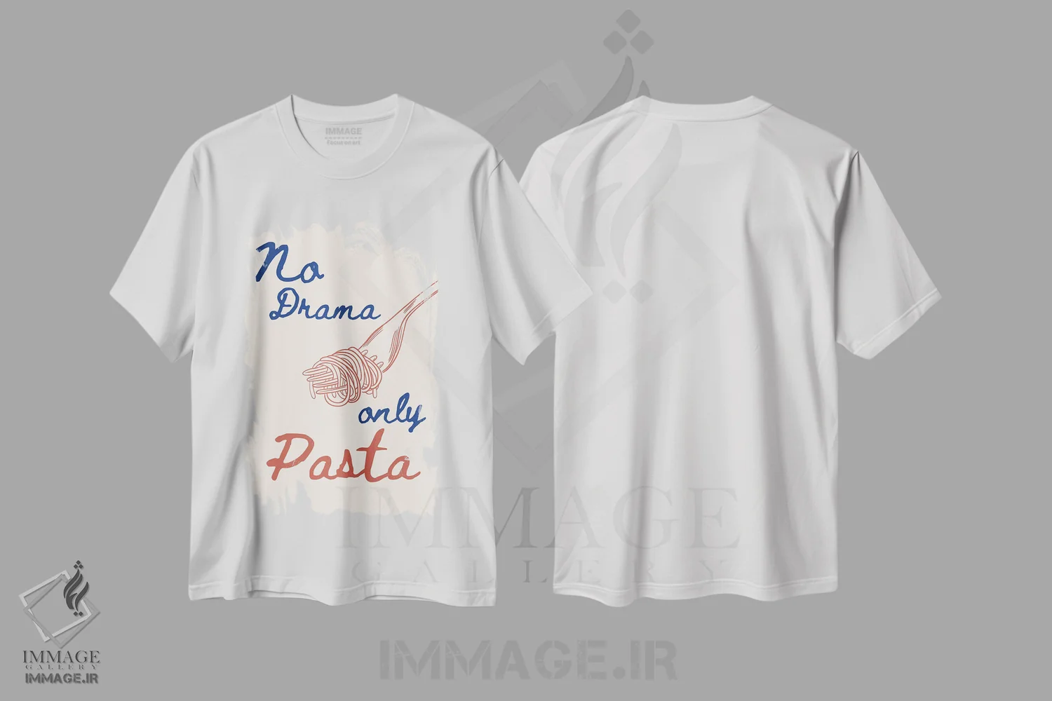 تیشرت سفید طرح دار بدون دراما فقط پاستا، تزئینی اثر اوکیمیکو | immage.ir