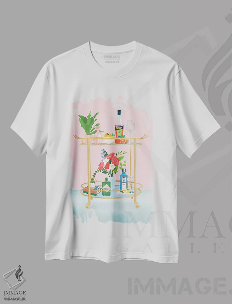 تیشرت سفید طرح دار چرخ بار، دکور بوهمی اثر پترا لیزده | immage.ir