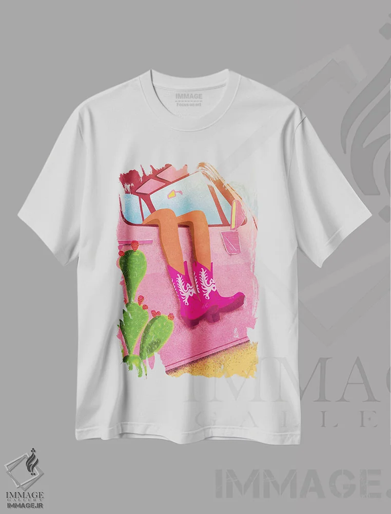 تیشرت سفید طرح دار دختر گاوچران، دکور معاصر اثر رایسا اولتمانز | فروشگاه ایماژ