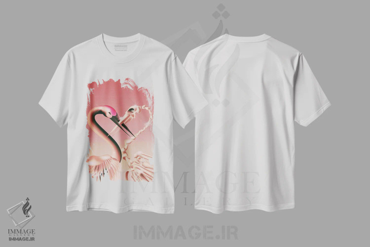 تیشرت سفید طرح دار دو قو، تزئینی اثر پائولینا آلمیرا | فروشگاه ایماژ