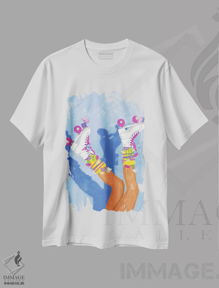 تیشرت سفید طرح دار اسکیت مثل دخترها، دکور معاصر اثر رایسا اولتمانز | فروشگاه ایماژ