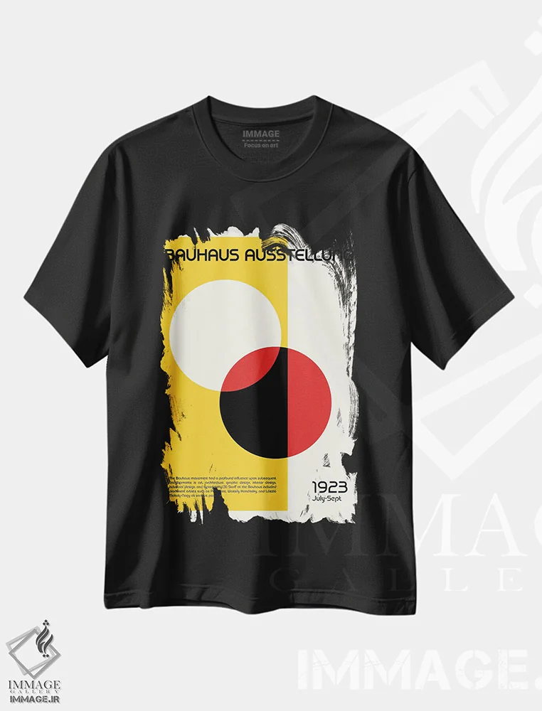 تیشرت مشکی طرح دار نمایشگاه باوهاوس II، آبستره اثر رتردروم | فروشگاه ایماژ