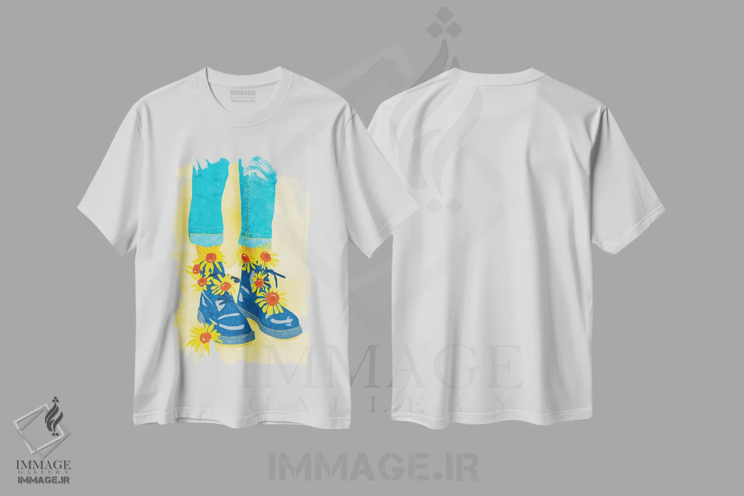 تیشرت سفید طرح دار پیاده روی آفتابگردان، دکور معاصر اثر رایسا اولتمانز | immage.ir